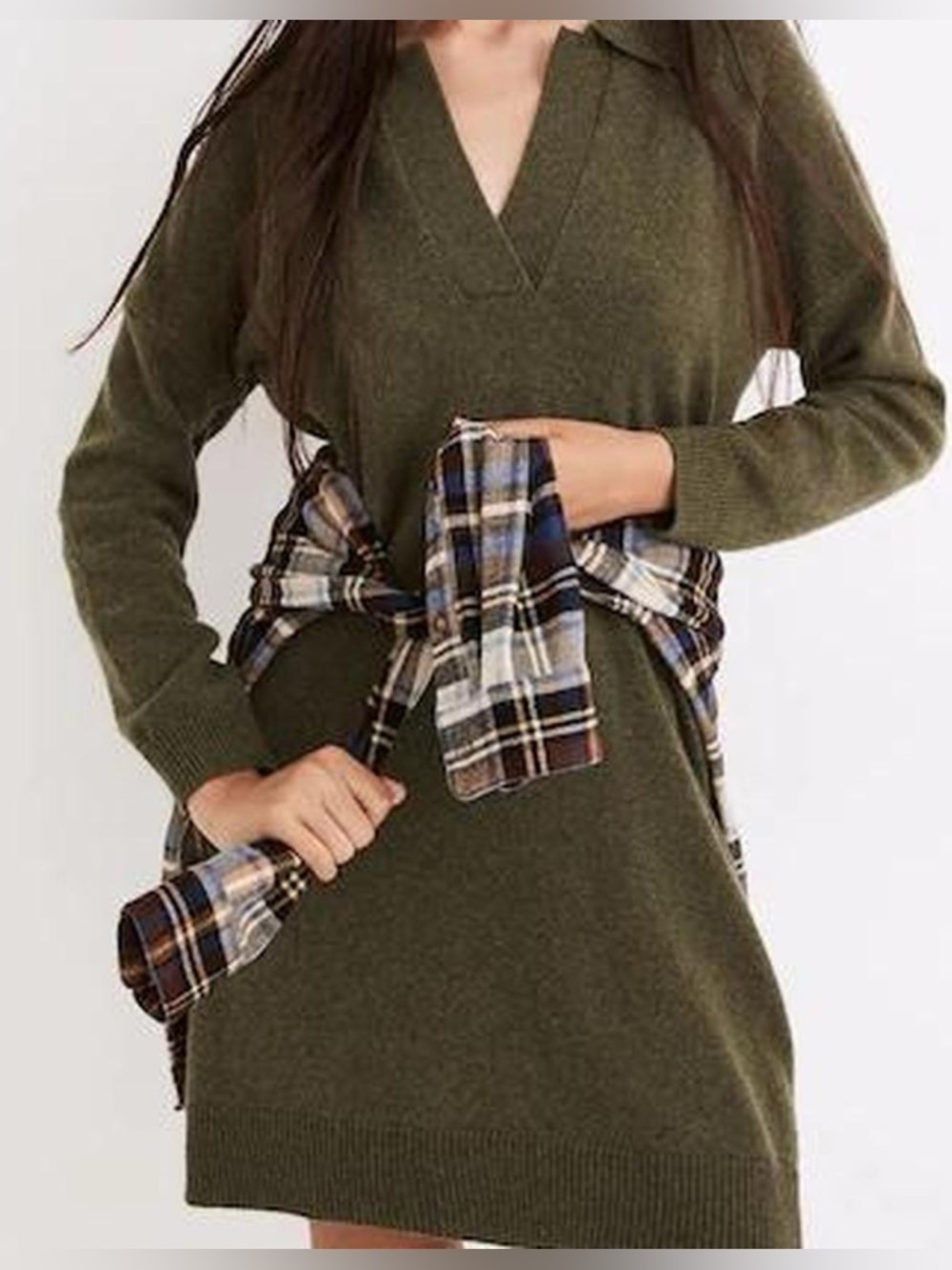 Madewell Mini Dress Olive Green Large Spring Casual Merino Wool Blend Preppy